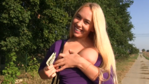 Teen with BIG TITS and Blonde Hair first Time outside