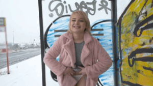 Short Hair Blonde Amateur Teen with Soft Natural Body Picked up as Bus Stop